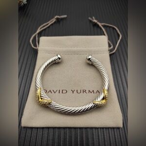 🌟 NWT David Yurman 7mm Two Tone Double X Diamond Cuff